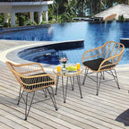 Tangkula 3 Pieces Patio Bistro Set, Rattan Conversation Set - Image 3