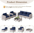 LOUVIXA 7 Piece Outdoor Patio Furniture Set, Rattan Chairs Glass Table Wicker - Image 2
