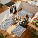 HEBE Boho Kitchen Rugs Set of 3, Non Slip Washable Kitchen Mats - Image 7