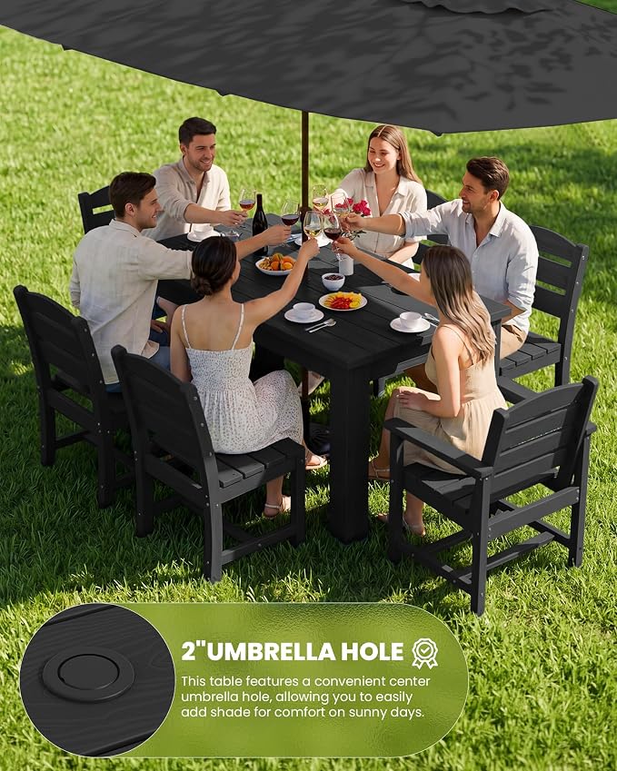 SERWALL Outdoor Dining Set for 8 – HDPE Patio Set - Image 5