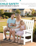 SERWALL Outdoor Bench with Cup Holder, Oversized 58" HDPE Porch Bench Suitable - Image 4