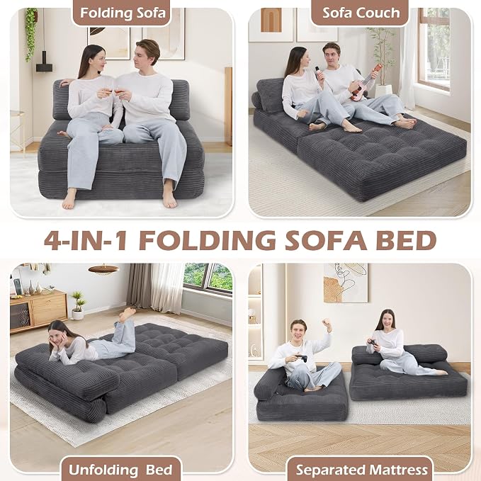 Folding Sofa Bed, Convertible Sleeper Chair - Image 7