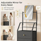 HIGDBFE 4-Drawer Dresser with Mirror, Vanity with 2-Tier Shelves, Fabric Chest - Image 4
