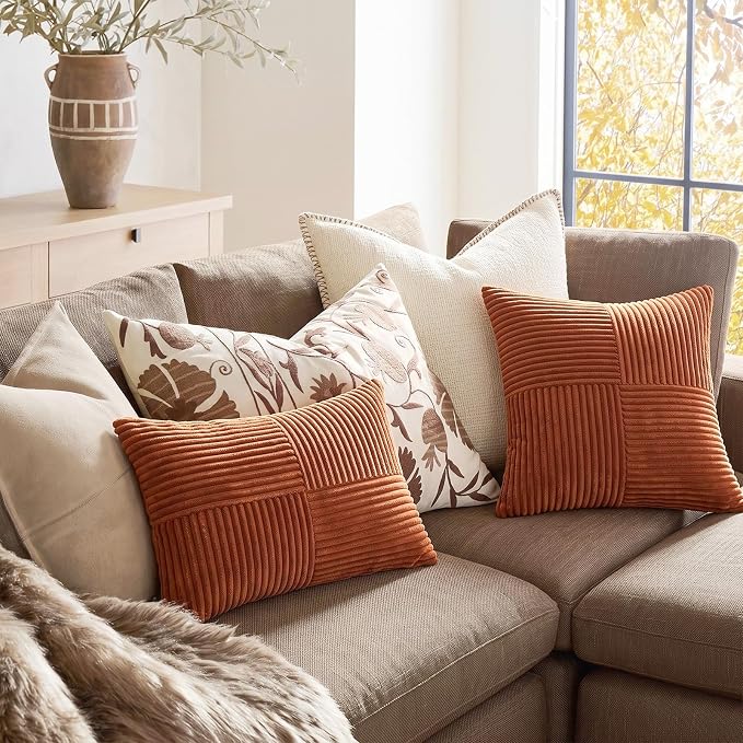 Fancy Homi 2 Packs Rust Decorative Throw Pillow Covers 16x16 Inch - Image 5
