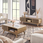 mopio Ensley Coffee Table with Storage, Mid Century Modern, Farmhouse Wood - Image 7