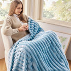 NEWCOSPLAY Fleece Ribbed Cozy Twin Blanket - Image 2