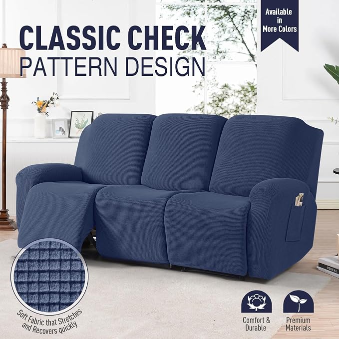 TAOCOCO Recliner Sofa Covers 8-Pieces Stretch Large Couch Covers - Image 2