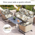 CALBODE 8 Pcs Waterproof Patio Cushion Covers, Floral Printed Stretch Outdoor - Image 5