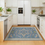 Washable Blue Rugs for Bedroom Bedside - Image 3
