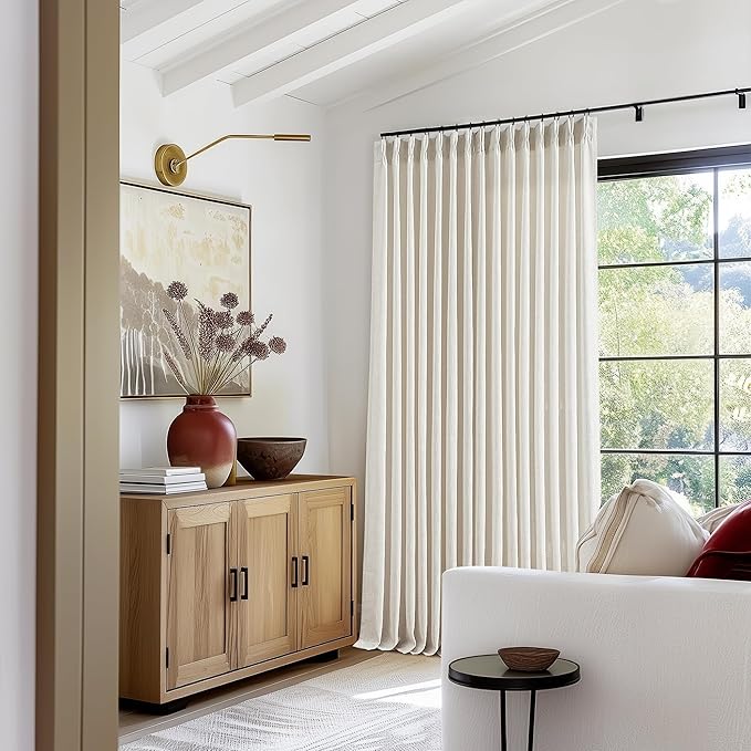 Natural Pinch Pleated Linen 90 Inch Curtains 100 Inch Width | Light Filtering - Image 9