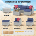 5-Piece L-Shaped Outdoor Patio Furniture Set, PE Wicker Sectional Sofa Set - Image 2