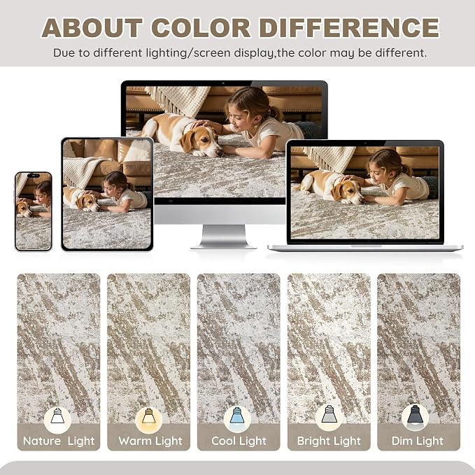 DMOYEST 5x7 Washable Area Rug: Abstract Modern Non-Slip Carpet, Soft Low Pile - Image 8