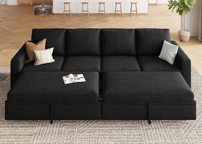 HONBAY Modular Sectional Sleeper Sofa Bed, - Image 5