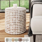 East at Main Boho Side Table Nightstand – White Coconut Shell End Table - Image 12