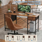 Sweetcrispy Computer Desk with Drawers, 55 Inch Home Office Bedroom Table with - Image 6