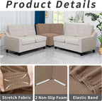 Easy-Going Stretch Soft Sectional Corner Sofa Couch Slipcover Camel | 1-Piece - Image 4