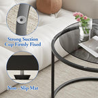 aboxoo Nesting Coffee Table Grey Glass Table Set of 2, Small Round Glass - Image 4