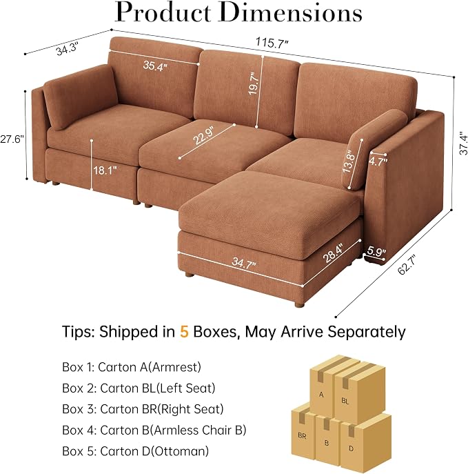 116'' Oversized Modular Sectional Sofa - Image 2