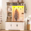 CSZZD Hall Tree with Bench and Shoe Storage, Farmhouse Entryway Bench with Coat by CSZZD