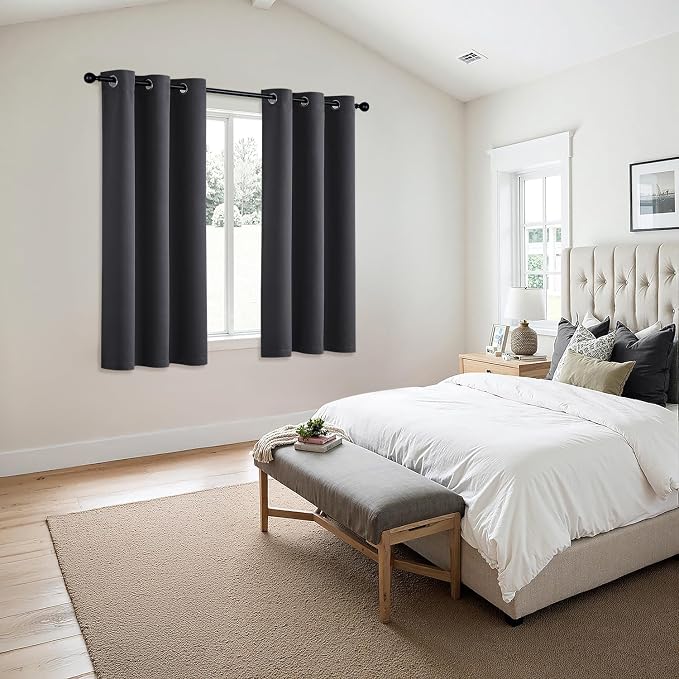 MIULEE Blackout Curtains for Bedroom 2 Panels 40 x 86 Inch Long Dark Grey | - Image 6