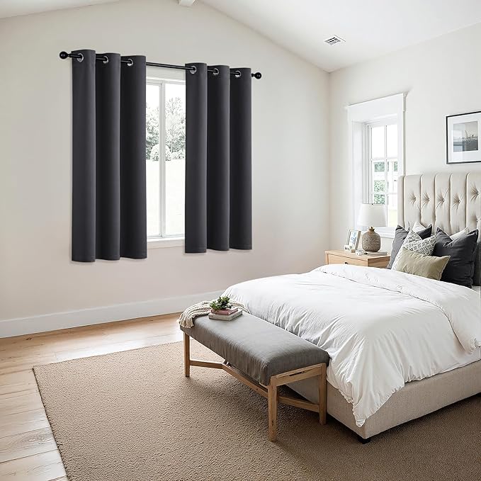 MIULEE Blackout Curtains for Bedroom 2 Panels 40 x 54 Inch Long Dark Grey | - Image 6