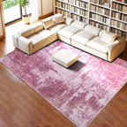 Area Rug 4x6 Pink Rug Washable Boho Rugs Non Slip Low Pile Abstract Small Carpet by OmpaaHomeDecor