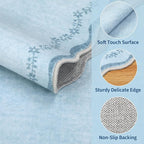 GarveeHome Scalloped Entryway Rug 2x3 Blue Washable Front Door Entry Rug | - Image 4