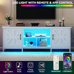 YITAHOME TV Stand with LED Lights & Charging Station, Farmhouse Entertainment - Image 5
