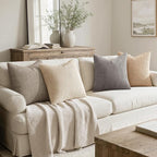MIULEE Soft Corduroy Decorative Throw Pillow Covers Neutral Cream 20x20 | Set - Image 2