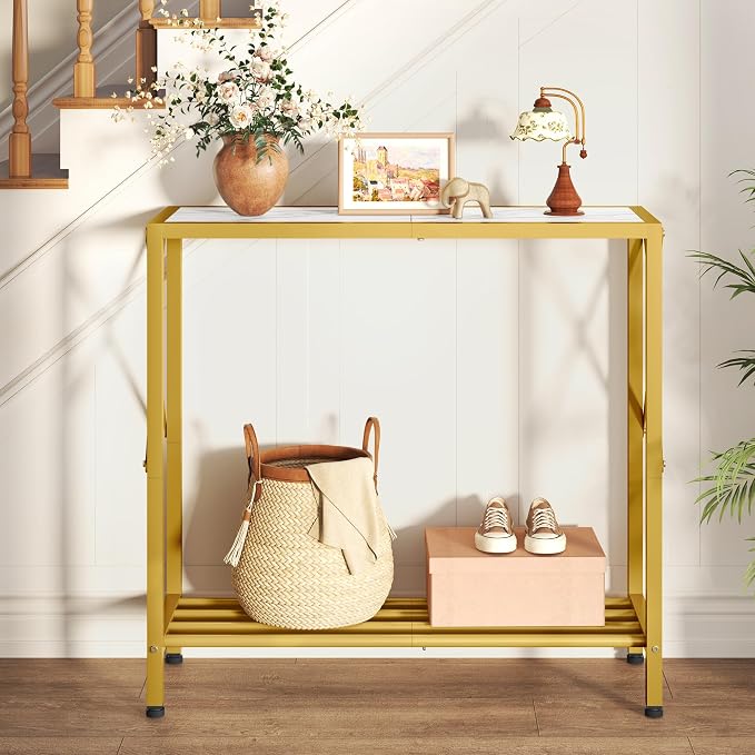 Tajsoon 28.3" Entryway Table, 2-Tier Small Consle Table - Image 7