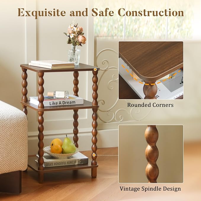Fultyle Small Side Table, 3-Tier End Table Living Room - Image 4
