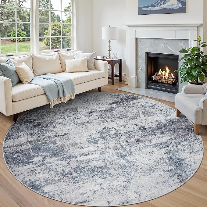 Aelenmu Round Rug 8ft Washable Rug by Aelenmu