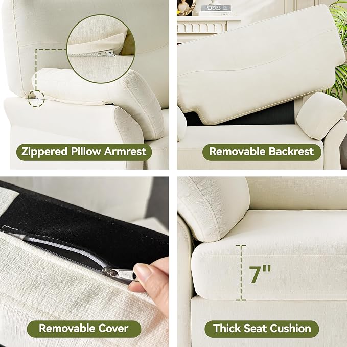 44.5" Oversized Accent Chair, Comfy Chenille Fabric Living Room Chairs - Image 5