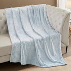 Exclusivo Mezcla Soft Waffle Fleece Bed Blanket Queen Size, Heather Blue | - Image 4