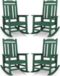 SERWALL HDPE Outdoor Rocking Chair Set of 4, Patio Rocking Chairs Set, Rocking by SERWALL