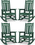 SERWALL HDPE Outdoor Rocking Chair Set of 4, Patio Rocking Chairs Set, Rocking by SERWALL