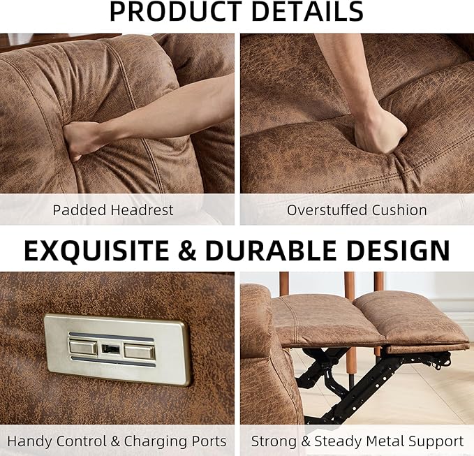 EBELLO Faux Leather Power Living Room Furniture Set, Included 2 Reclining 1 - Image 3