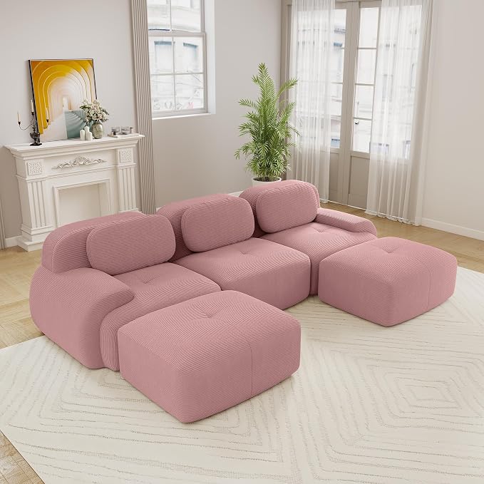 Boneless Sectional Couch, No Assembly Required, 117.3” U Shaped Modular Cloud by ModonChicSofasCouches