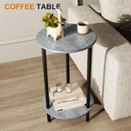 Round Side Table Set of 2, 2-Tier Modern Accent Table, Small Bedside Table - Image 4
