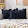 MIULEE Decorative Lumbar Throw Pillow Covers 12x20 Inch Navy Blue 2 Pack | Boho by MIULEE