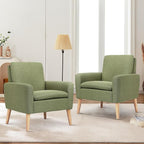 Accent Chair Set of 2 Living Room Mid-Century Modern Chair, Upholstered Fabric - Image 7