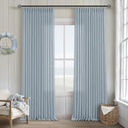 Dusty Blue Pleated Linen Curtains 96 Inches Long by Twodrapes
