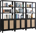 SICOTAS Bookshelf 5 Tier Book Shelf Rattan Boho 71" Tall Bookcase by SICOTAS