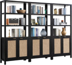 SICOTAS Bookshelf 5 Tier Book Shelf Rattan Boho 71" Tall Bookcase by SICOTAS