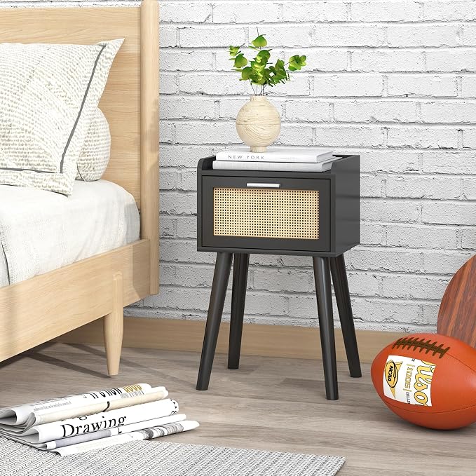LAATOOREE Nightstand Set of 2, Small Black Bedside Table, End Table - Image 4