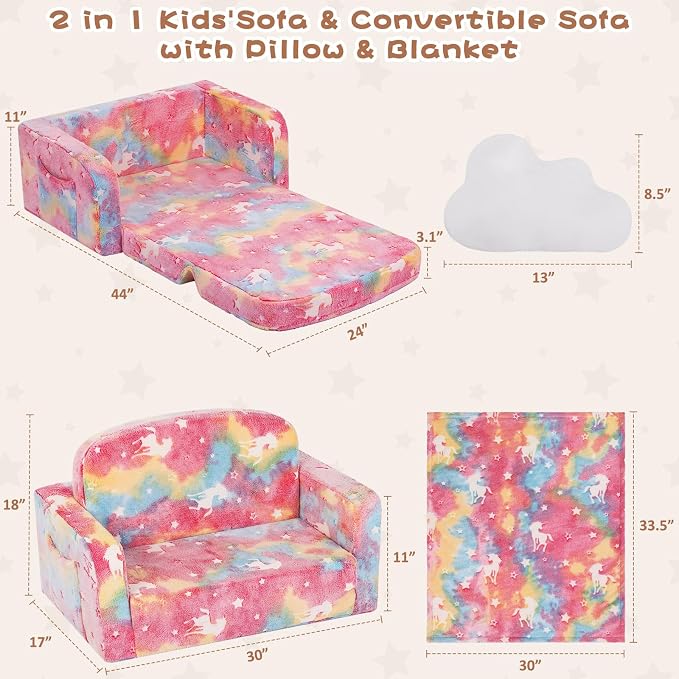 Foryoomi Extra Wide Kids Couch, Kids Sofa, Toddler Sofa, Glow in The Dark - Image 2