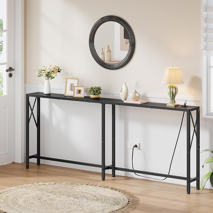 Gewudraw Console Table Narrow Long, Behind Couch Table - Image 2