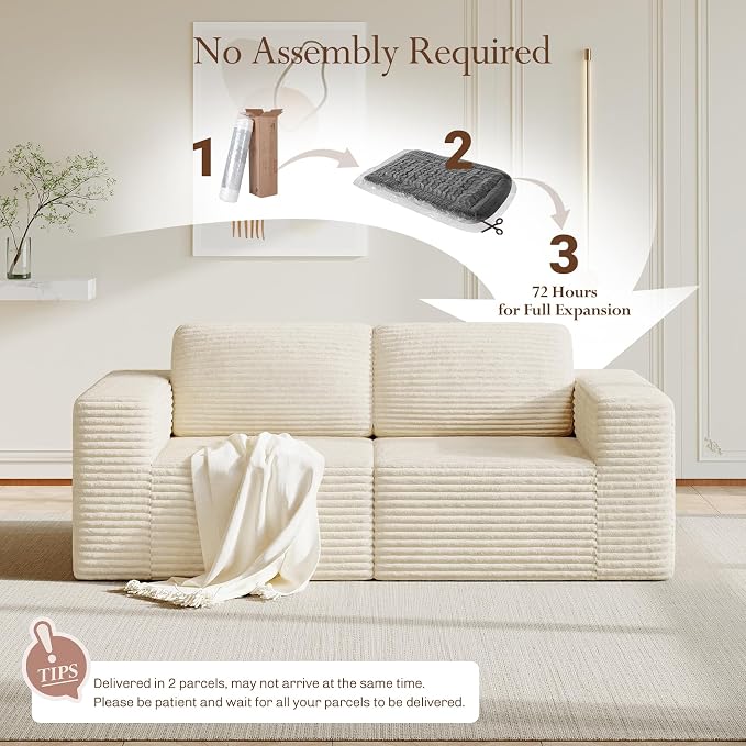 Vesgantti 80" Modular Sectional Sofa, Corduroy Cloud Couch - Image 6