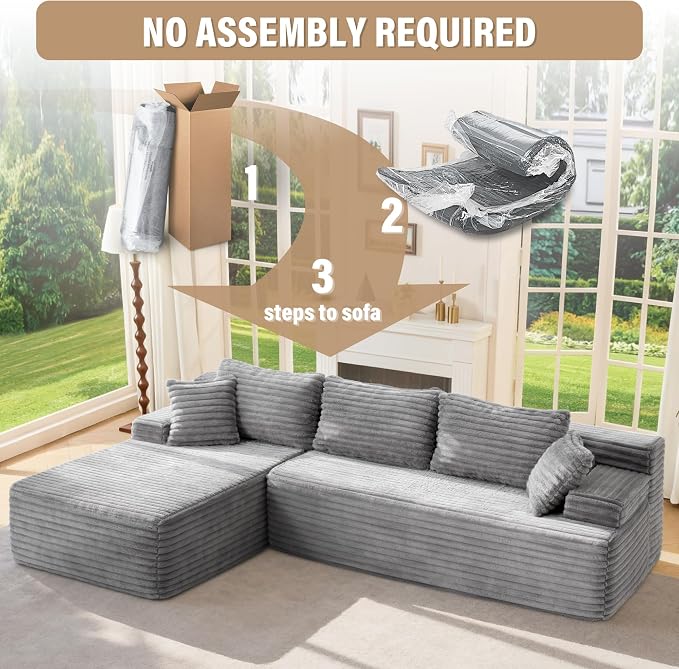 Hobestluk Modular Sectional Sofa Couches L-Shape Couch 3 Seat Modular Sofa - Image 7