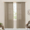 Taupe Sheer Linen Curtains 80 inch Light Filtering Semi Sheer Panels | Linen by LAMIT
